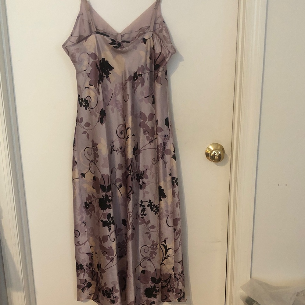 Lilac Floral Satin Slip Dress - Women